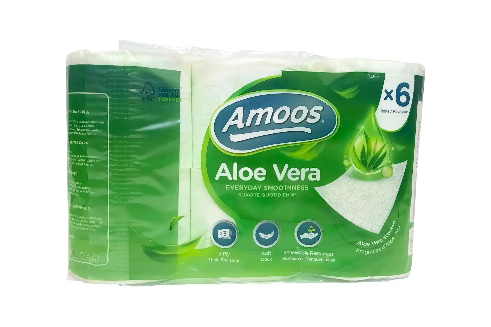 PAPEL HIGIENICOS AMOOS ALOE VERA 6 ROLLOS