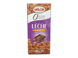 TABLETA CHOCOLATE VALOR CON LECHE Y ALMENDRAS SIN AZUCAR 150 GR